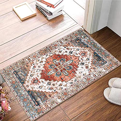 Aopota Area Rug for Bedroom 2x3ft Non Slip Distressed Faux Wool Indoor Door Mat Soft Area Floor Carpet Rug for Entryway Laundry Room Hallway