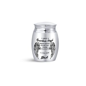 sbi jewelry my guardien angel dad mini cremation urns for human ashes for dad father men male family papa daddy memorial cremation ashes keepsake stainless steel