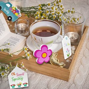 7 Pieces Hello Spring Tiered Tray Decorations Easter Tray Decor Spring Wooden Table Sign for Spring Home Decorations (Spring Style)