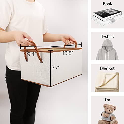 LoforHoney Home Bundle- Storage Bins with Cotton Rope Handles Large Beige 4-Pack, Storage Bins with Lids Large Beige 2-Pack