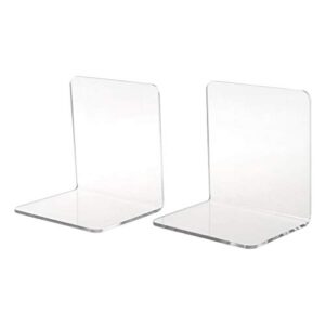 tegongse 2pcs book ends, clear acrylic bookends, non-skid bookend supports, book stopper for books/movies/cds/video games