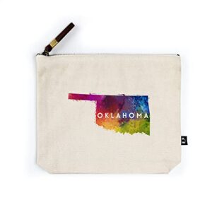 lantern press oklahoma, state abstract watercolor, contour (100% cotton canvas travel accessory go bag)