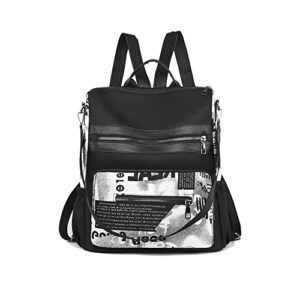 backpack purse for women fashion waterproof backpack lightweight shoulder bag nylon multipurpose casual travel bag (black)