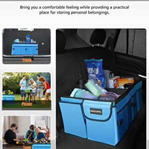 MIKKUPPA Car Trunk Organizer - Collapsible Trunk Organizer for Car Sturdy Trunk Storage Organizers Car Trunk Organizer with Lid, for SUV Truck Van with Adjustable Straps and Non Slip Bottom (Blue)