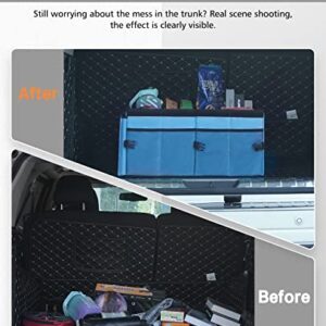 MIKKUPPA Car Trunk Organizer - Collapsible Trunk Organizer for Car Sturdy Trunk Storage Organizers Car Trunk Organizer with Lid, for SUV Truck Van with Adjustable Straps and Non Slip Bottom (Blue)