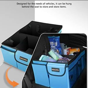 MIKKUPPA Car Trunk Organizer - Collapsible Trunk Organizer for Car Sturdy Trunk Storage Organizers Car Trunk Organizer with Lid, for SUV Truck Van with Adjustable Straps and Non Slip Bottom (Blue)