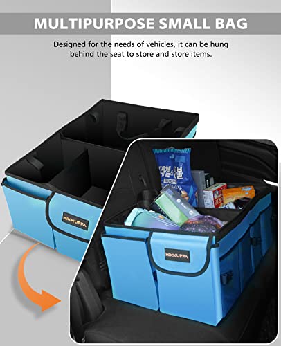 MIKKUPPA Car Trunk Organizer - Collapsible Trunk Organizer for Car Sturdy Trunk Storage Organizers Car Trunk Organizer with Lid, for SUV Truck Van with Adjustable Straps and Non Slip Bottom (Blue)