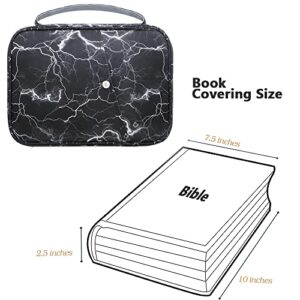 QTKJ Bible Covers for Women with Carrying Handle, Book Cover Case with Zipper Pocket Bible Cover for Mom Ladies Teens Girls, Lightning Pattern (Black)