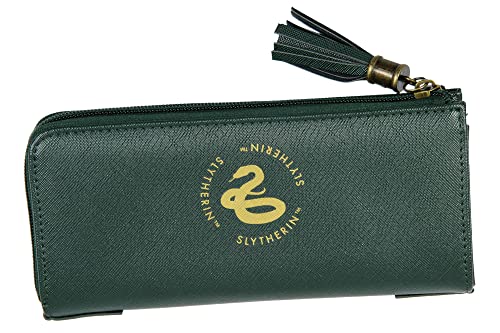 Bioworld Harry Potter Wallet Designer Hogwarts Slytherin House Zipper Clutch Faux Leather Wallet For Women