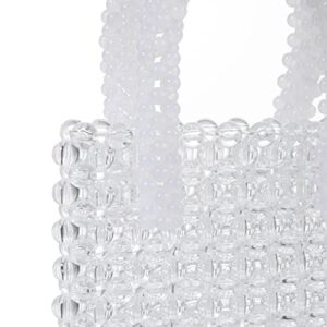 YUSHINY Women Transparent Acrylic Beaded Top-Handle Clutch Vertical Evening HandBag for Wedding Party