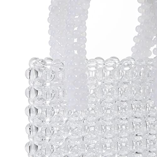 YUSHINY Women Transparent Acrylic Beaded Top-Handle Clutch Vertical Evening HandBag for Wedding Party