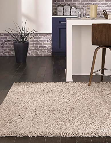 Rugs.com - Über Cozy Solid Shag Collection Rug – 8' x 11' Taupe Shag Rug Perfect for Living Rooms, Large Dining Rooms, Open Floorplans