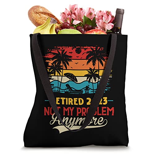 Retired 2023 Not My Problem Anymore Retro Beach Sunset Tote Bag