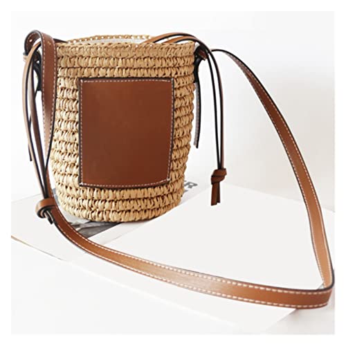 Tuoig Round Straw Tote Round Barrel Straw Woven Crossbody Bag Handbags Women Bags Beach Bag for Women (Color