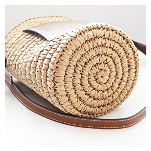 Tuoig Round Straw Tote Round Barrel Straw Woven Crossbody Bag Handbags Women Bags Beach Bag for Women (Color