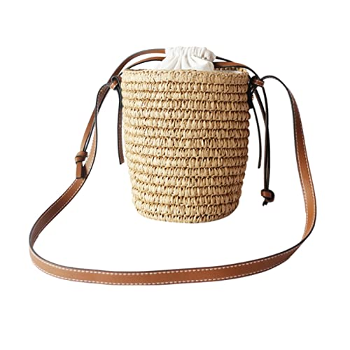 Tuoig Round Straw Tote Round Barrel Straw Woven Crossbody Bag Handbags Women Bags Beach Bag for Women (Color