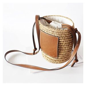 Tuoig Round Straw Tote Round Barrel Straw Woven Crossbody Bag Handbags Women Bags Beach Bag for Women (Color