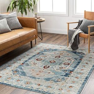 mark&day area rugs, 5×7 cedar lake traditional blue area rug blue carpet for living room, bedroom or kitchen (5’3″ x 7′)