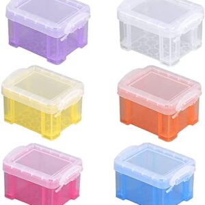 LapangZi 6 Pack Mini Storage Boxes Plastic Storage Box Organiser Box with Lid Small Storage Bin Box