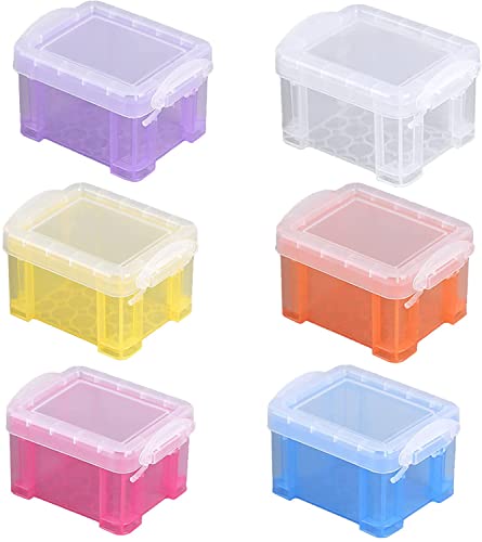 LapangZi 6 Pack Mini Storage Boxes Plastic Storage Box Organiser Box with Lid Small Storage Bin Box