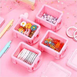 LapangZi 6 Pack Mini Storage Boxes Plastic Storage Box Organiser Box with Lid Small Storage Bin Box