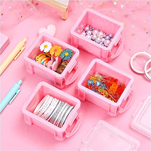 LapangZi 6 Pack Mini Storage Boxes Plastic Storage Box Organiser Box with Lid Small Storage Bin Box