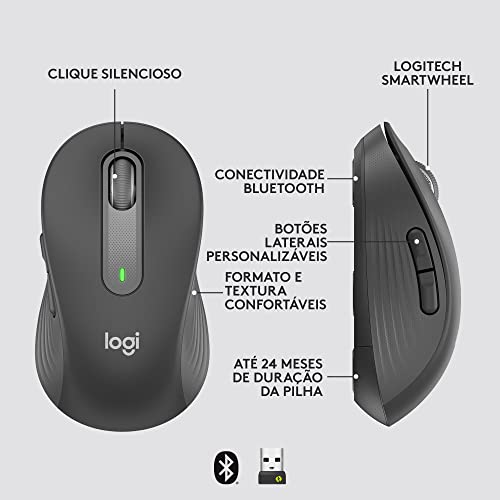 Logitech Signature M650 Wireless Mouse - for Small to Medium Sized Hands, 2-Year Battery, Silent Clicks, Customizable Side Buttons, Bluetooth, Multi-Device Compatibility (Graphite)