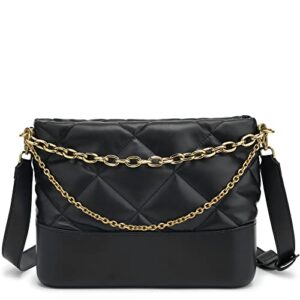 scarleton quilted purses for women, crossbody bags for women, shoulder bag, hobo handbag, faux leather h209501 – black