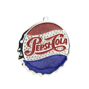 northlight silver plated classic pepsi-cola bottle cap logo christmas ornament with european crystals, 3″