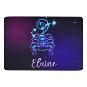 Custom Scorpio Area Rugs with Name,Constellation Astrology Zodiac Sign Carpet,Personalized Non-Slip Coral Velvet Floor Mats for Bedroom Home Decorative,60x40 in