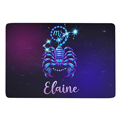 Custom Scorpio Area Rugs with Name,Constellation Astrology Zodiac Sign Carpet,Personalized Non-Slip Coral Velvet Floor Mats for Bedroom Home Decorative,60x40 in