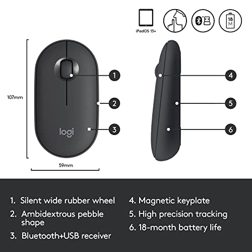 Logitech Pebble i345 Wireless Bluetooth Mouse for iPad - Graphite