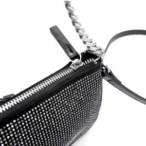 youyuan Small Shoulder Bag for Women Wedding Rhinestone Clutch Purse Evening Handbag(Black)