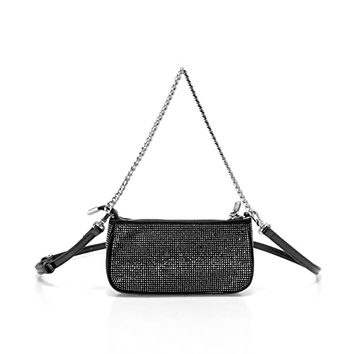 youyuan Small Shoulder Bag for Women Wedding Rhinestone Clutch Purse Evening Handbag(Black)