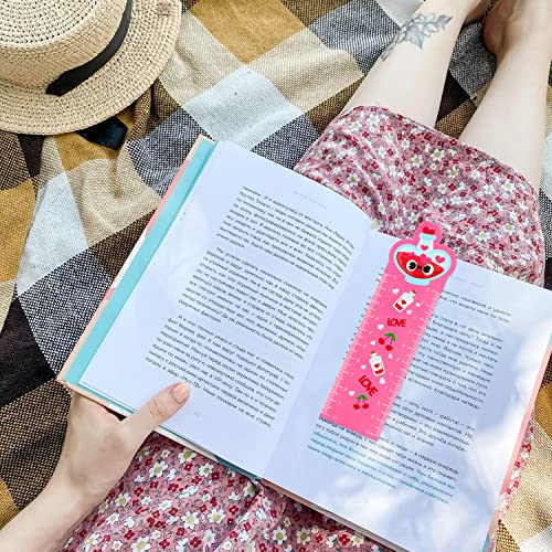 50 Pieces Valentine's Day Bookmark Valentines Day Markers Fun Book Marks Valentines Day Page Clips Bookmarks Happy Valentine's Day Gifts for Kids Classroom Supplies Party Favors, 10 Designs