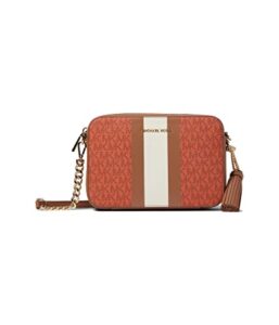 michael kors jet set medium camera bag deep orange multi one size