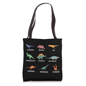 types of dinosaurs boys girls cool spinosaurus trex tote bag
