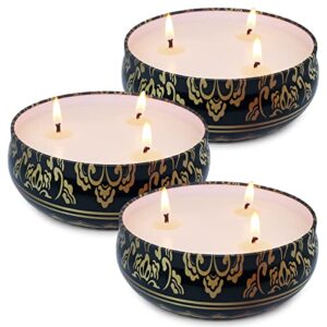 amastika citronella candles outdoor large 3 wicks natural soy wax candle for home patio in summer, 3 packs, 1 x 13.5oz