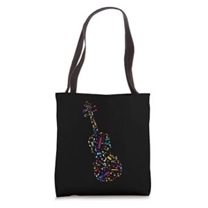 colorful music notes violin lover violinists musician tote bag
