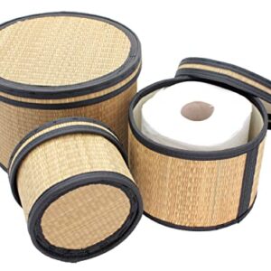 Seta Direct, Natural Seagrass Grass Round Storage Box [Nesting Set of 3], 9 dia x 6H (S9716)