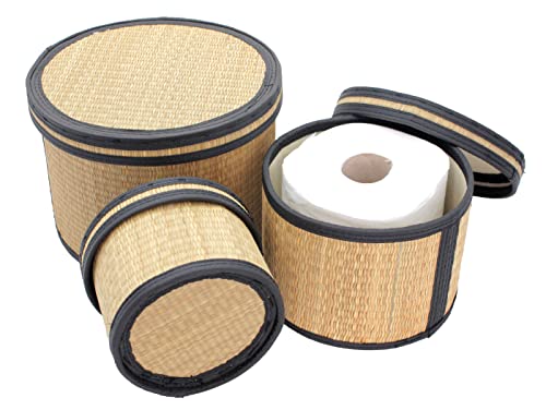 Seta Direct, Natural Seagrass Grass Round Storage Box [Nesting Set of 3], 9 dia x 6H (S9716)