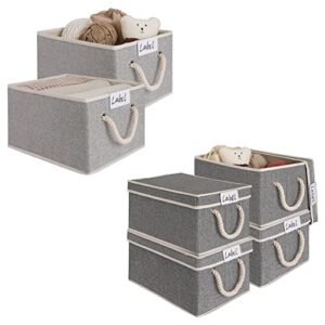 loforhoney home bundle- storage bins with cotton rope handles large light gray 2-pack, storage bins with lids large dark gray 4-pack