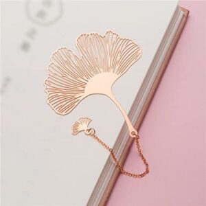 2 Pcs Hollow Metal Bookmarks Retro Flowers Leaves Reading Markers with Chinese Knot Tassel for Students Teachers Gift Giving Rose Gold Lotus Ginkgo