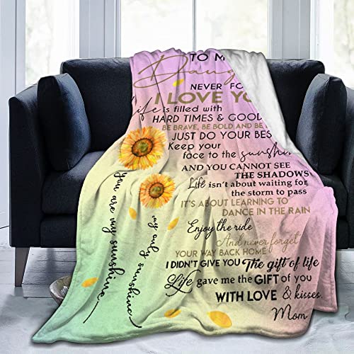 Sunflower Blanket to My Daughter from Mom Super Soft Warm Fuzzy Letter Printed Fleece Throw Blankets for Bed Couch Office Travel Daughter Gifts for Birthday Holiday Christmas 60"x50"