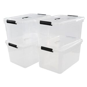 buyitt 4-pack 17.5 liters plastic storage latch boxes with lids, clear