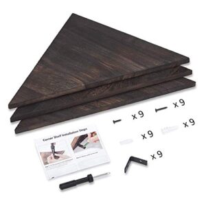 Mkono 5 Pieces Set Floating Shelves for Wall, 2 Pack Rectangle Wood Shelf and 3 Pack Triangle Wood Board Corner Shelves