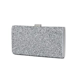 silver clutch purses for women evening bride crystal bags and clutches prom bag glitter purse womens wedding prom party (silver)