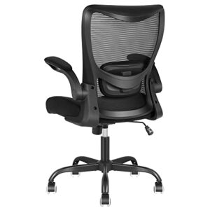 MUXX.STIL Office Chair, Desk Chair with Adjustable Lumbar Support, Ergonomic Task Chair with Breathable Mesh, Swivel Computer Chair with Flip-up Armrest, for Home Office, Black