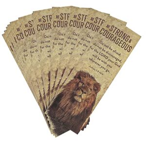 salt & light, joshua 1:9 be strong & courageous lion bookmarks, 2 x 6 inches, 25 bookmarks