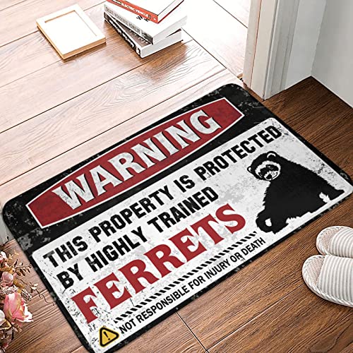 Fall Rugs Indoor Warning This Property is Protected by a Highly Trained Ferrets Rug Dad Gifts ( Size : 50X80CM )